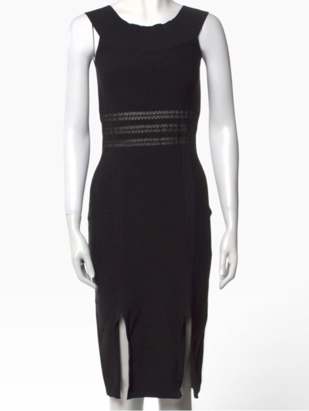 Jonathan Simkhai Tower Trim Band Black Knit Midi Dress S